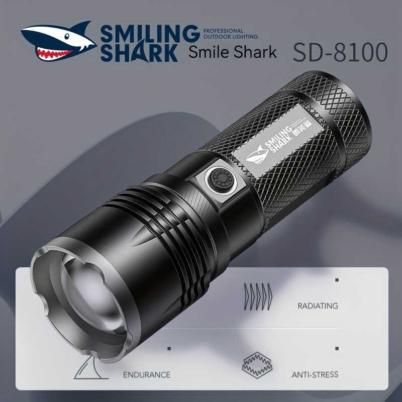 SHARK SMIG Sd-8100 ไฟฉาย Led, ไฟฉายกันน้ำแบบชาร์จไฟได้แบบพกพา