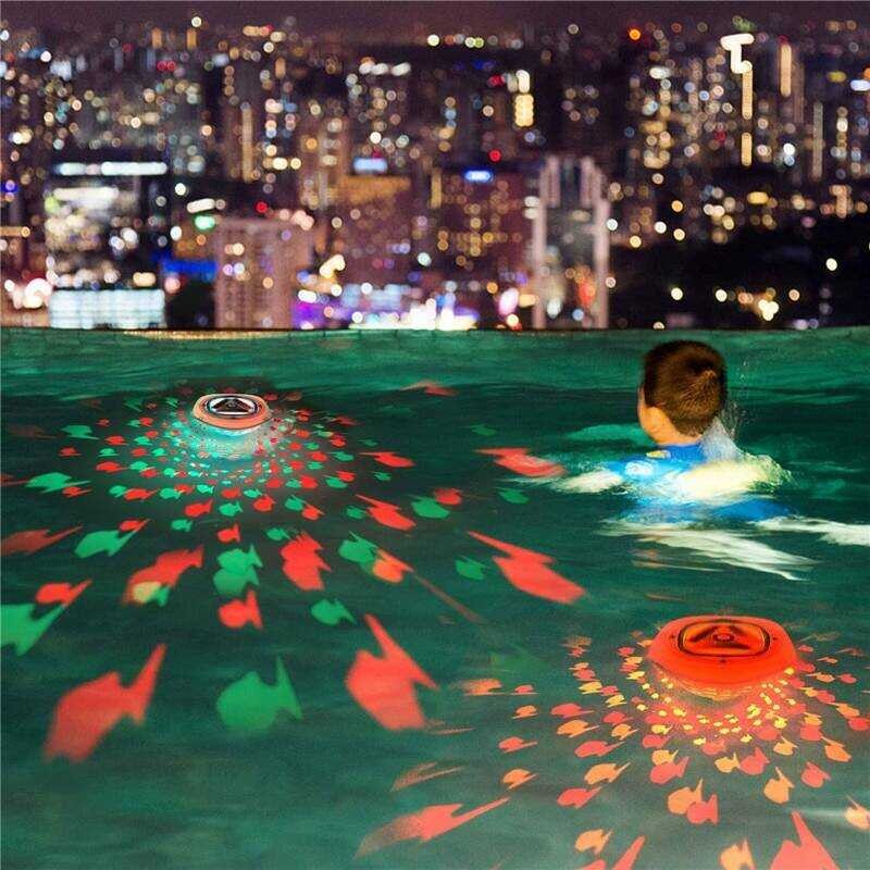 1Pcs 🍀 Colorful Lights Waterproof Fish Projector Lamp Ating Swim Pool LED RGB Flashing Bathtub