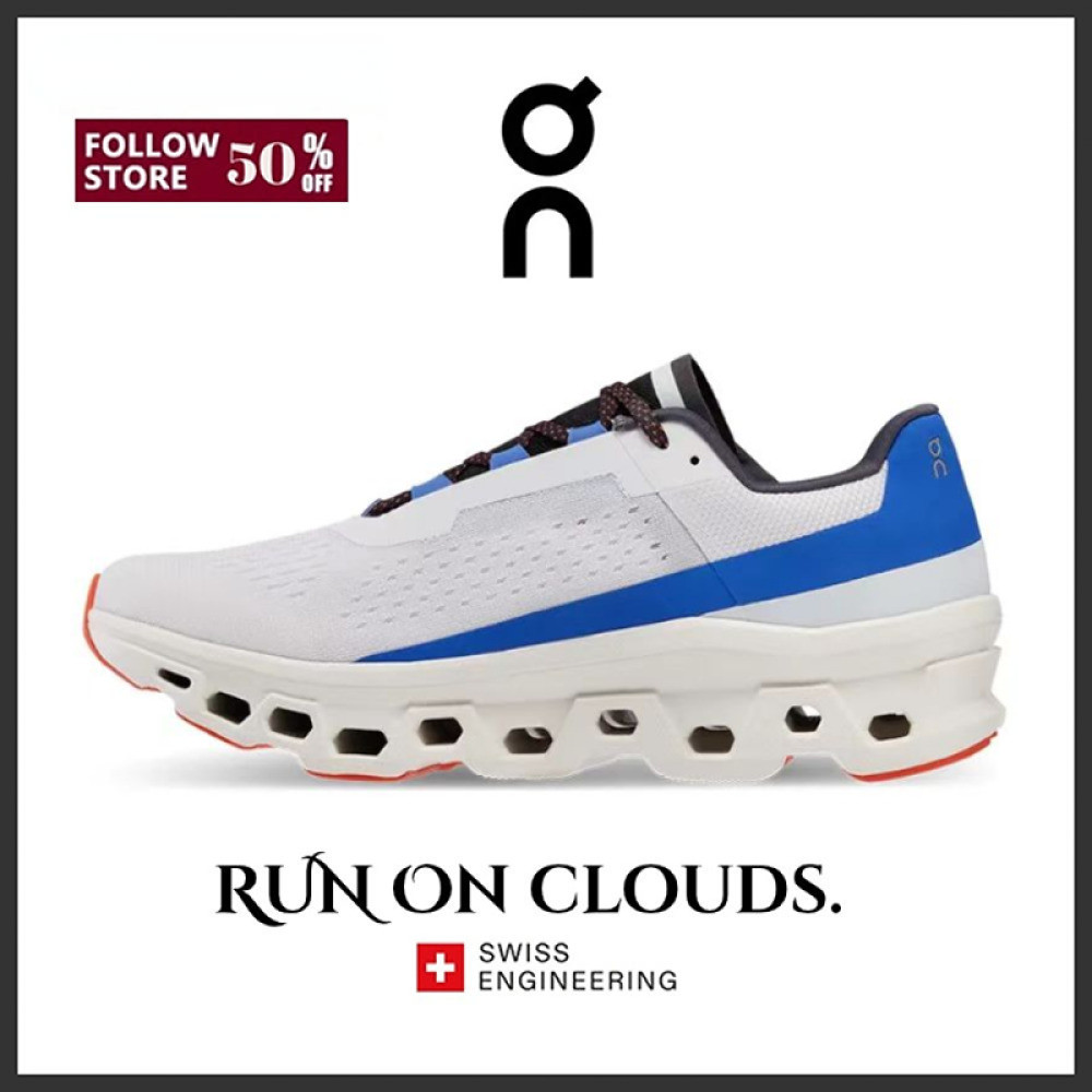 100% Original On Running Cloudmonster Blue White men and women sneakers breathable and cushioned sports