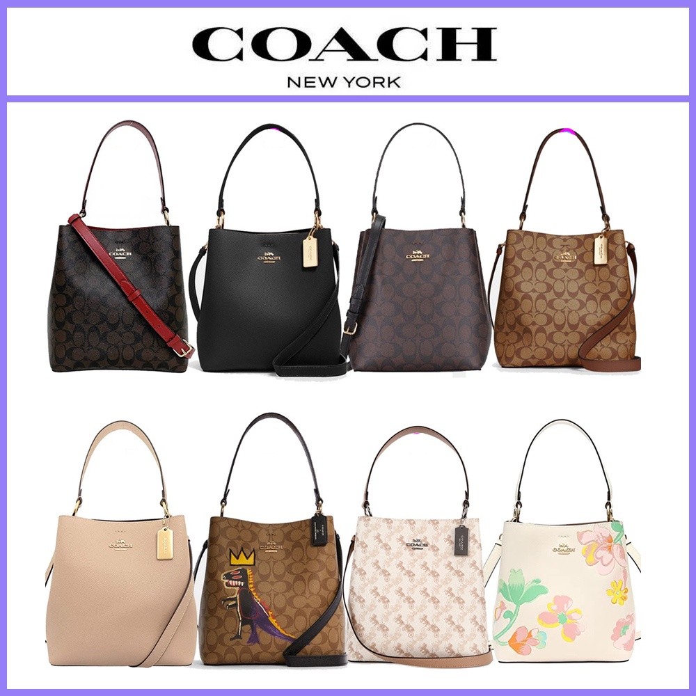 ♞,♘,♙กระเป๋า Coach แท้ กระเป๋าทรงถัง crossbody bag yutj