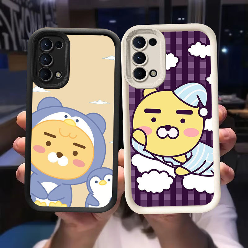 O-34 Kakao Friends เคสสําหรับ OPPO Reno 4 6 5 Find X3 Lite 5G สีดําและสีขาว