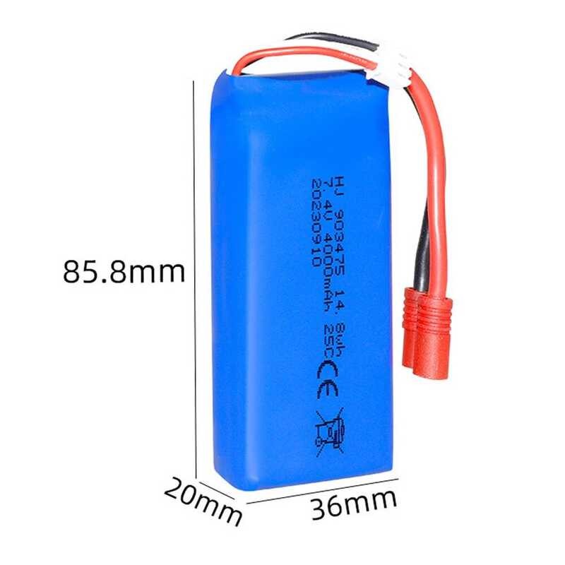 ▥ แบตเตอรี่ Lipo แบบชาร์จไฟได้7.4V 4000Mah พร้อมที่ชาร์จ USB สำหรับ X8g X8w X8c ของ SYMA X8 Hg8