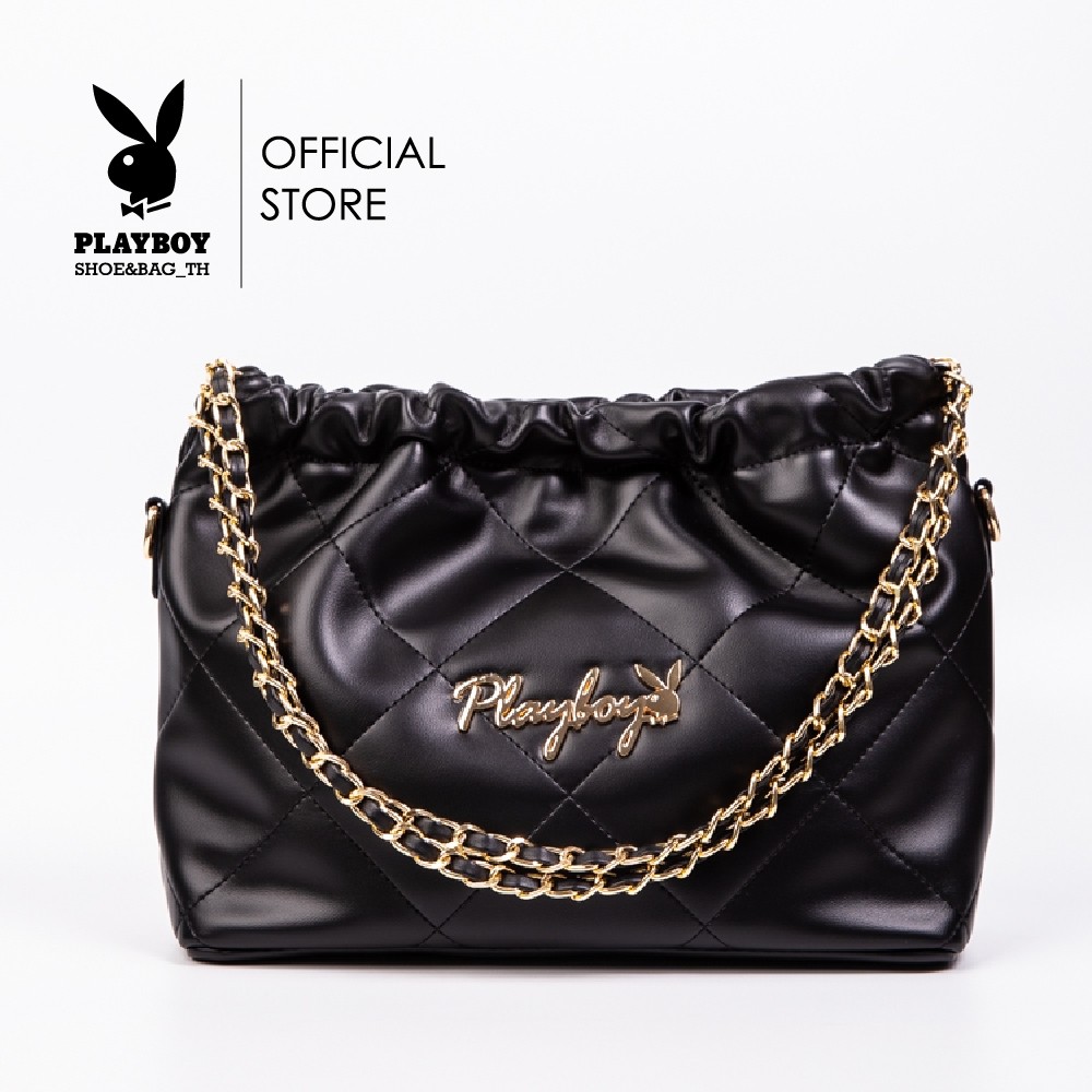 ♞,♘Playboy:Kanom Jeeb Women's Bag กระเป๋าสะพายข้างผู้หญิง รุ่น ST-B234PB542 ดีไซน์ทรงขนมจีบรูดสายโซ