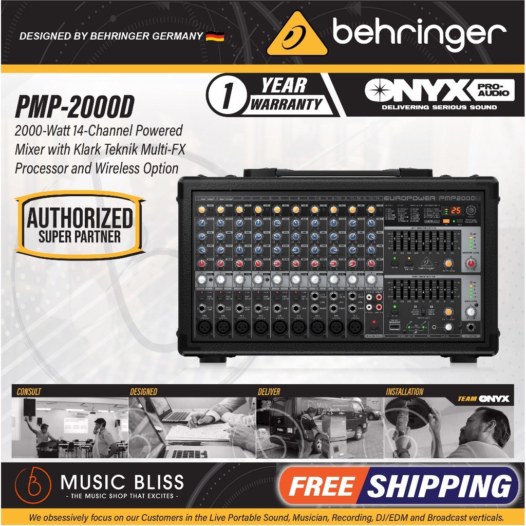 ในสต็อก Behringer PMP2000D 14-channel 2000-Watt Powered Mixer (PMP-2000D / PMP 2000D)