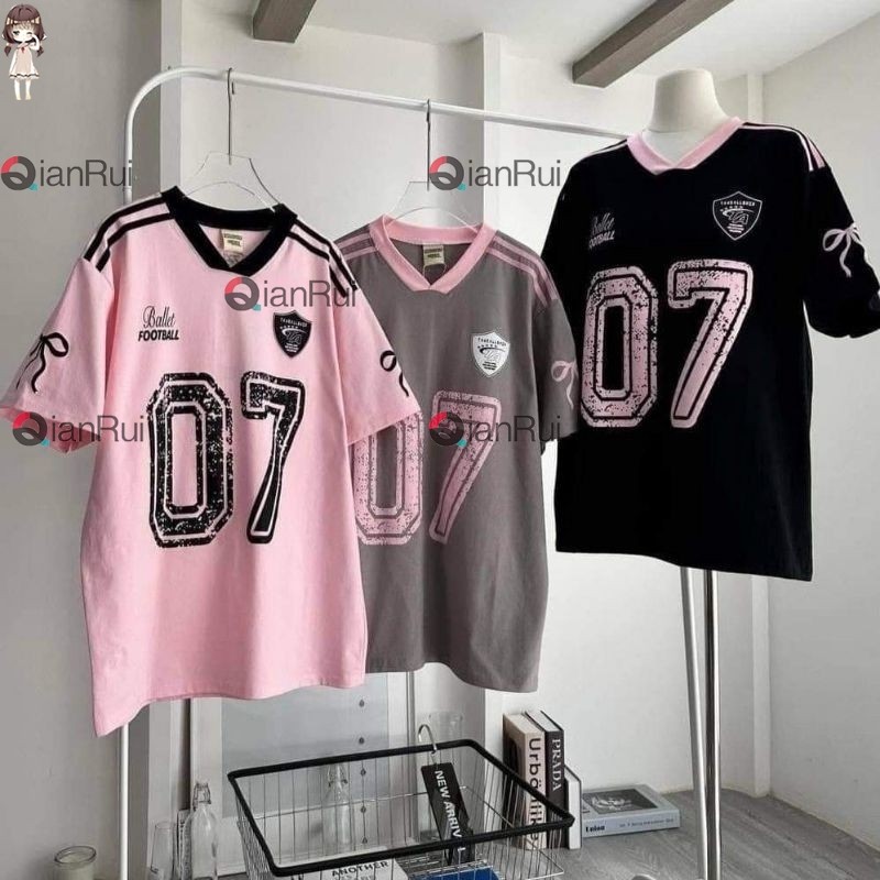 (ชื่อปรับแต่งฟรี)((T276American Style Balet Sporty Oversize Sporty Tee Ribbon Obersize Top by TAKEALL SHOP