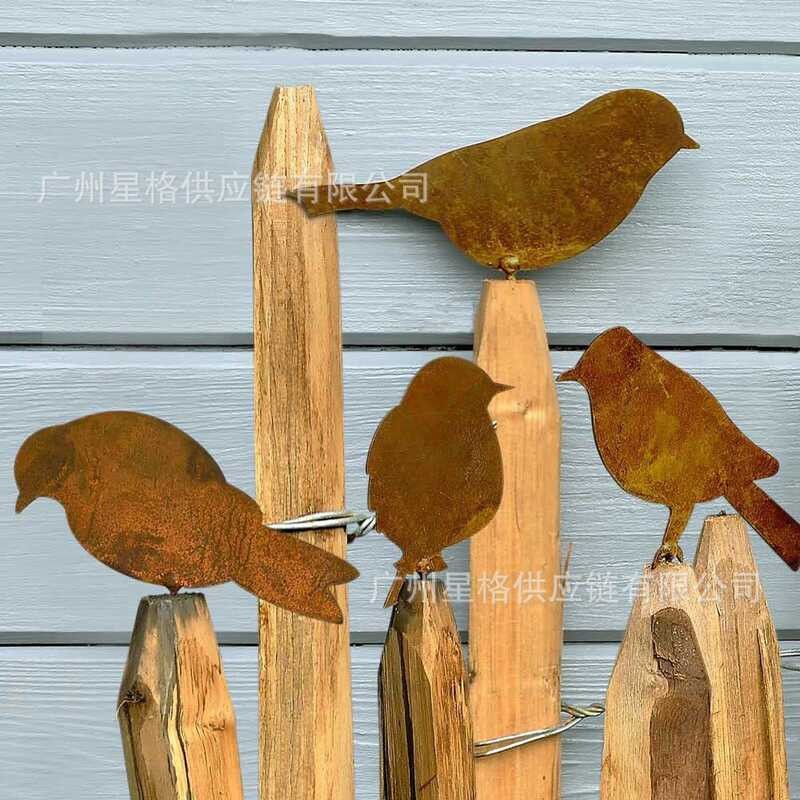 เหล็ก Rusty Birds Ground Stake Rusty Bird Ground Stake Rusty Bird Ground Stake F26 3