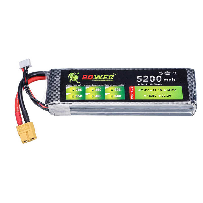 Δ แบตเตอรี่ของเล่น 7.4V 11.1V 14.8V 5200Mah Li-Ion สำหรับ RC 4 Axis Aircr