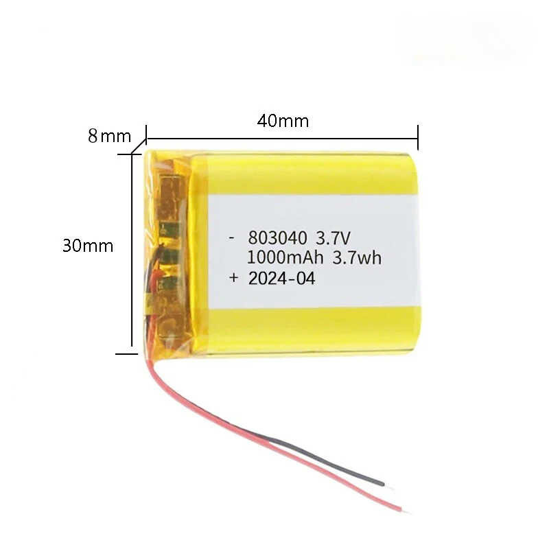 Δ 803040 3.7V 1000Mah แบตเตอรี่ลิเธียมโพลิเมอร์สำหรับ Mp3 / 4/5