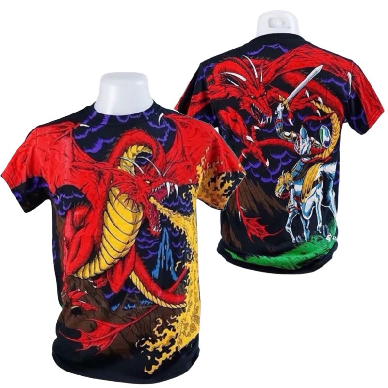 ♞เสื้อยืด LIQUID BLUE ALL OVER PRINT - OVP ลาย Dragon Black ลิขสิทธิ์แท้ USA tyu