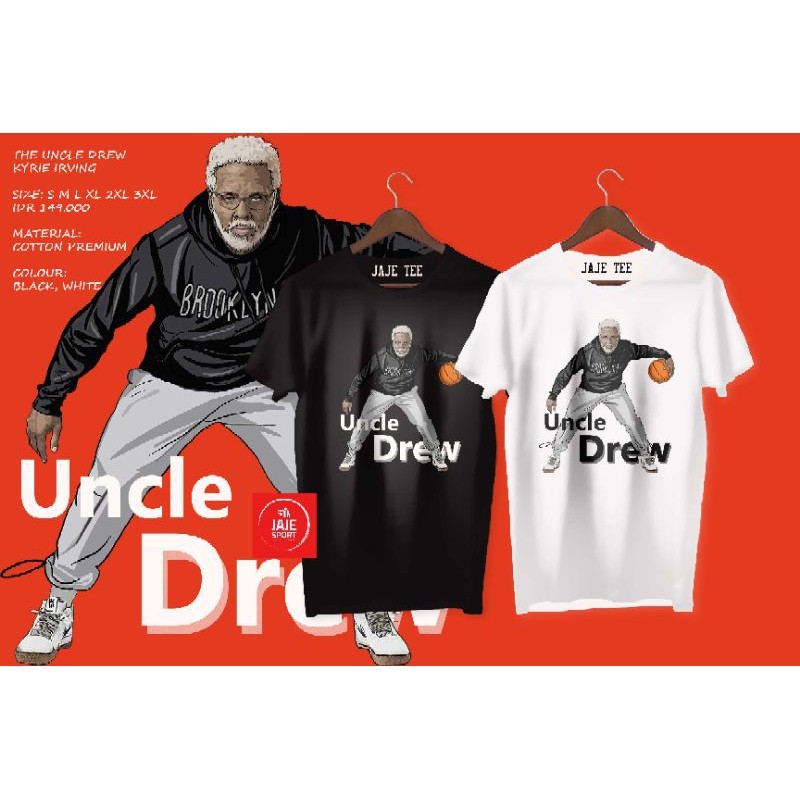 ♞,♘,♙เสื้อยืดบาสเก็ตบอล NBA TSHIRT KYRIE IRVING UNCLE DREW BROOKLYN NETS JAJE TEE tyu