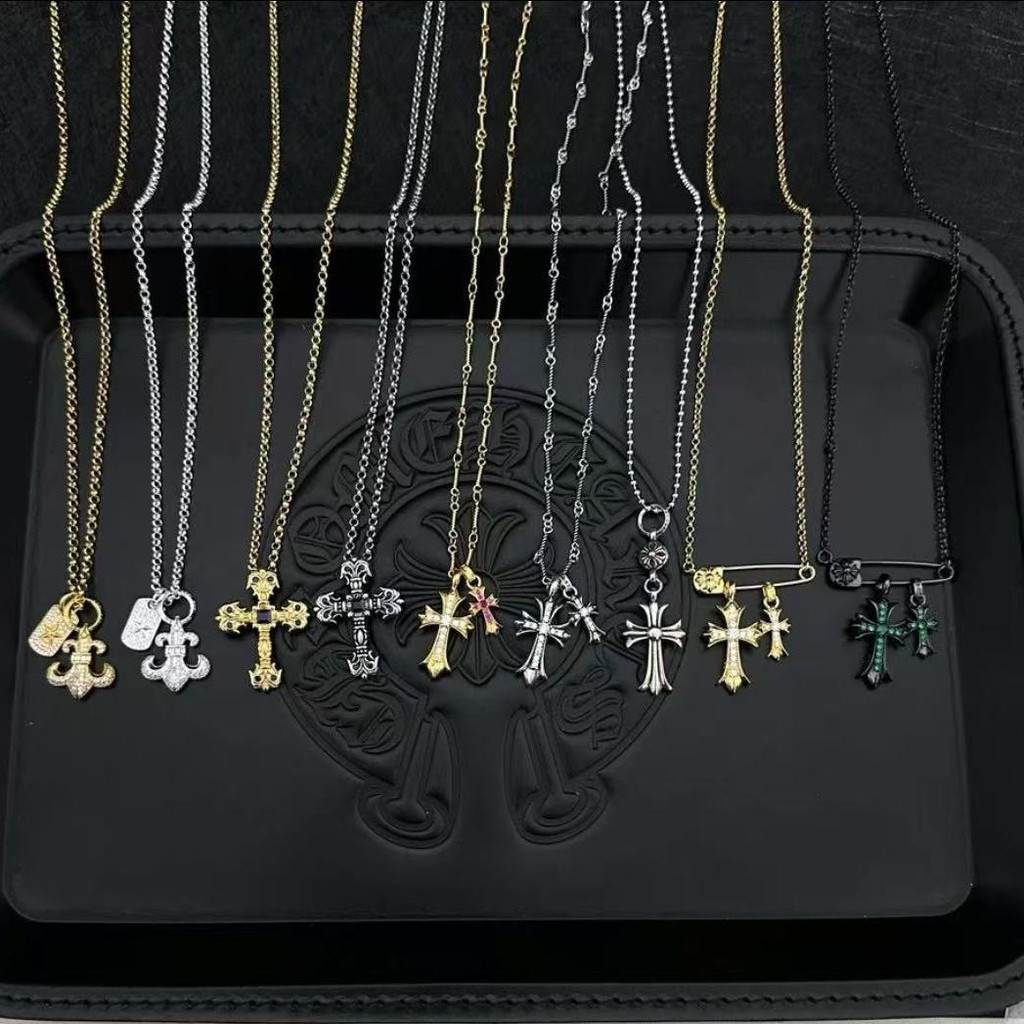 Chrome Hearts2025 สร้อยคอไม้กางเขนสําหรับจี้อายุย้อนยุคคลาสสิกอเนกประสงค์ของผู้หญิง