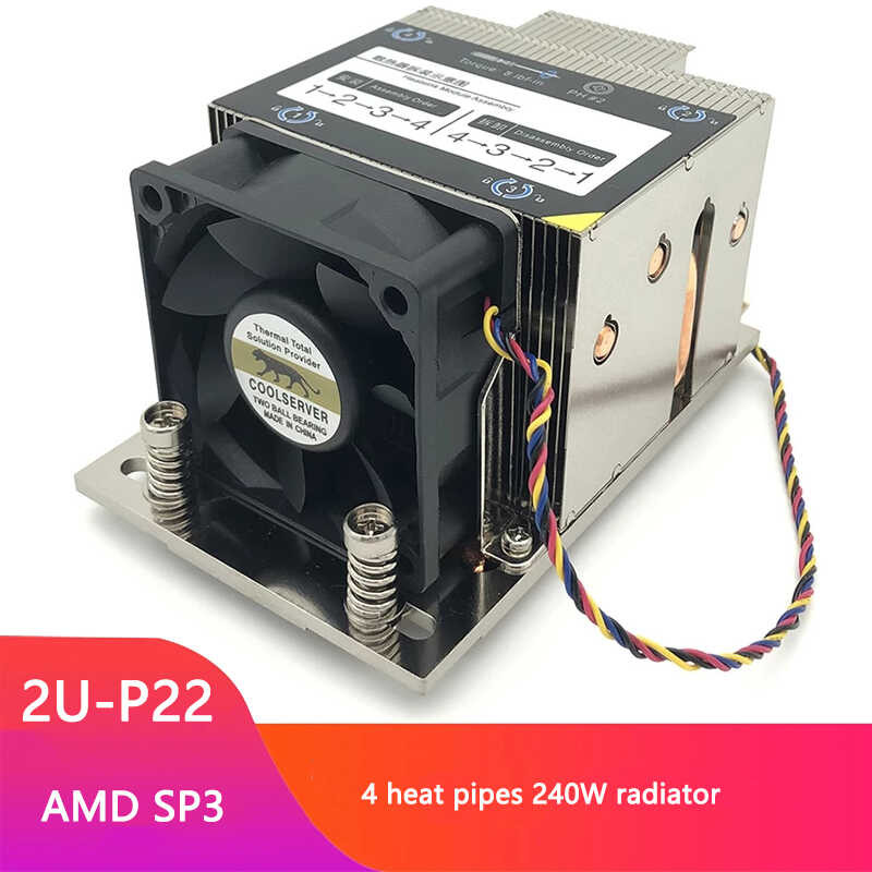 P22 4 COOLSERVER 2U เซิร์ฟเวอร์ซีพียูหม้อน้ำ 4 ท่อความร้อนคอ