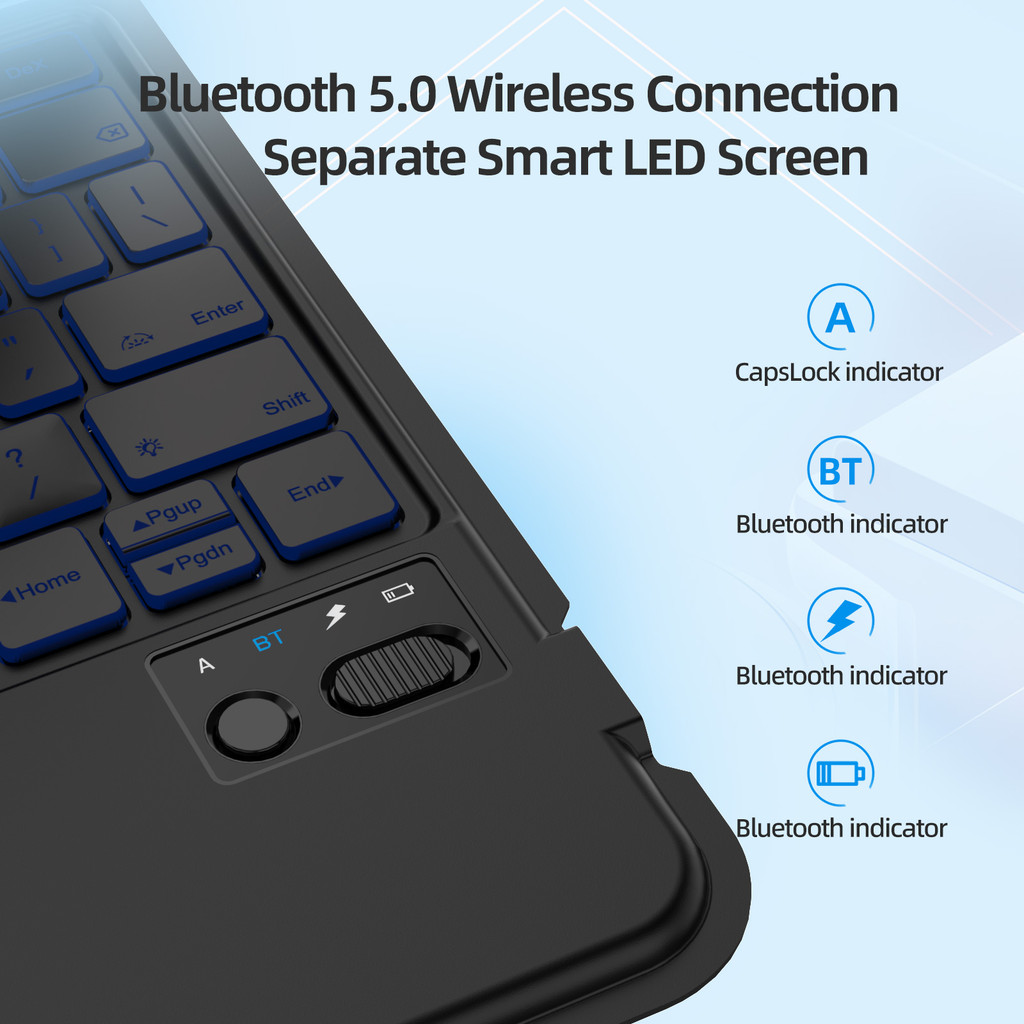 GOOJODOQ เคสป้องกัน Samsung พร้อมคีย์บอร์ดสําหรับ S7/S8/S9/S9FE บลูทูธ 5.0 และหน้าจอ LED ทัชแพดหลายท่าทาง