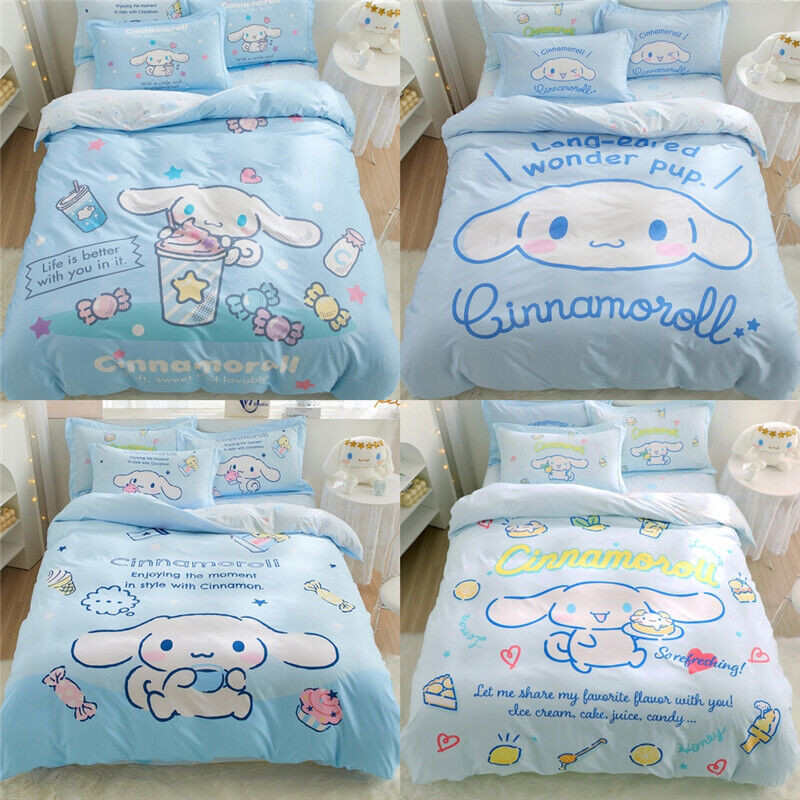 2/3pc New Cartoon Cinnamoroll Sanrio Duvet Cover Light Blue Kids Gifts Teen Boys Girls Bedding Set S
