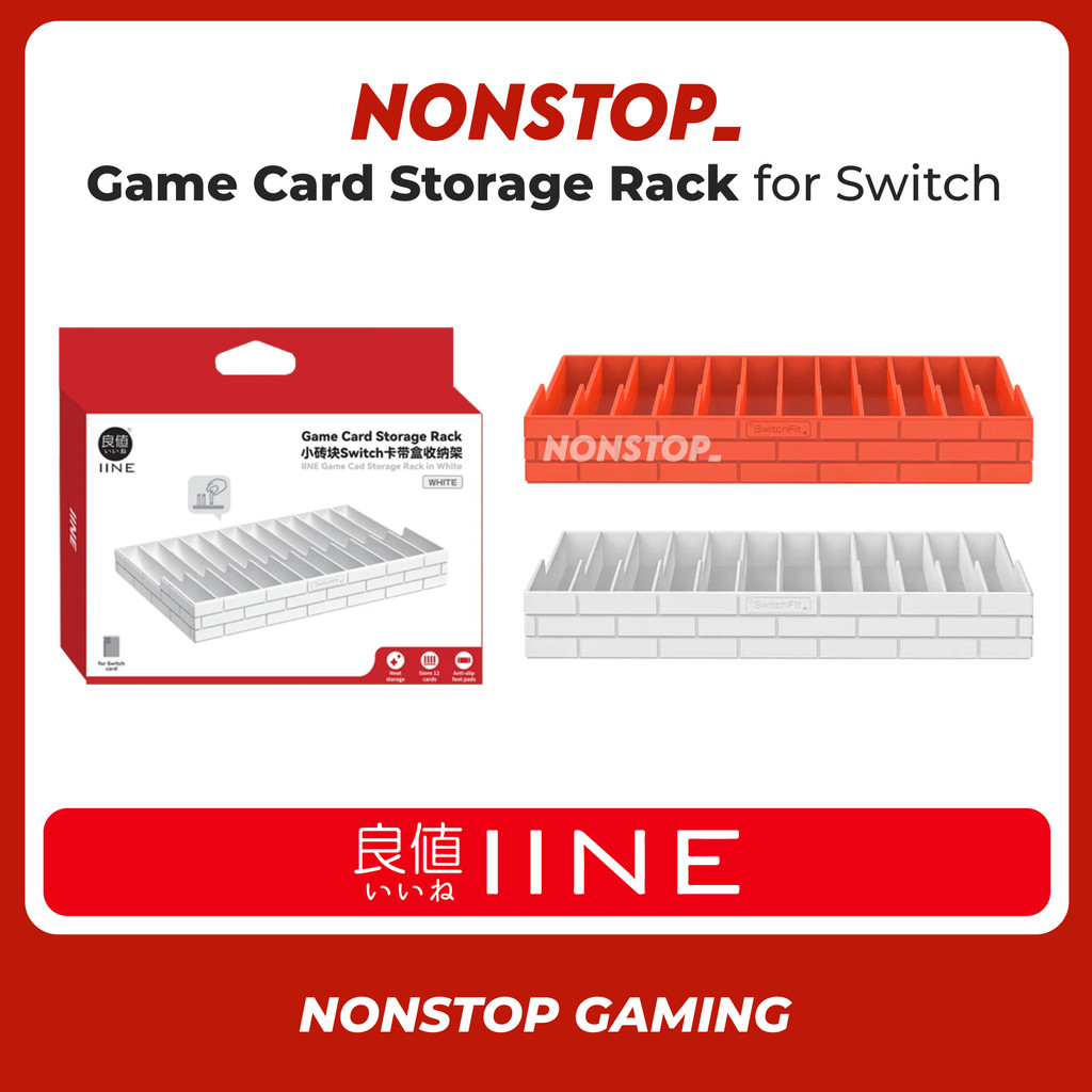 IINE  Nintendo Switch กล่องการ์ดเกมชั้นเก็บ 12Slot คลาสสิกอิฐวินเทจ Mario Design L988