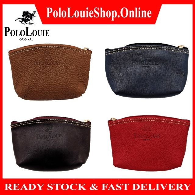 ในสต็อก Polo Louie ของแท้หนังผู้หญิง Vintage กระเป๋าเหรียญซิป Simple กระเป๋าเหรียญคลาสสิกกระเป๋าสุภา