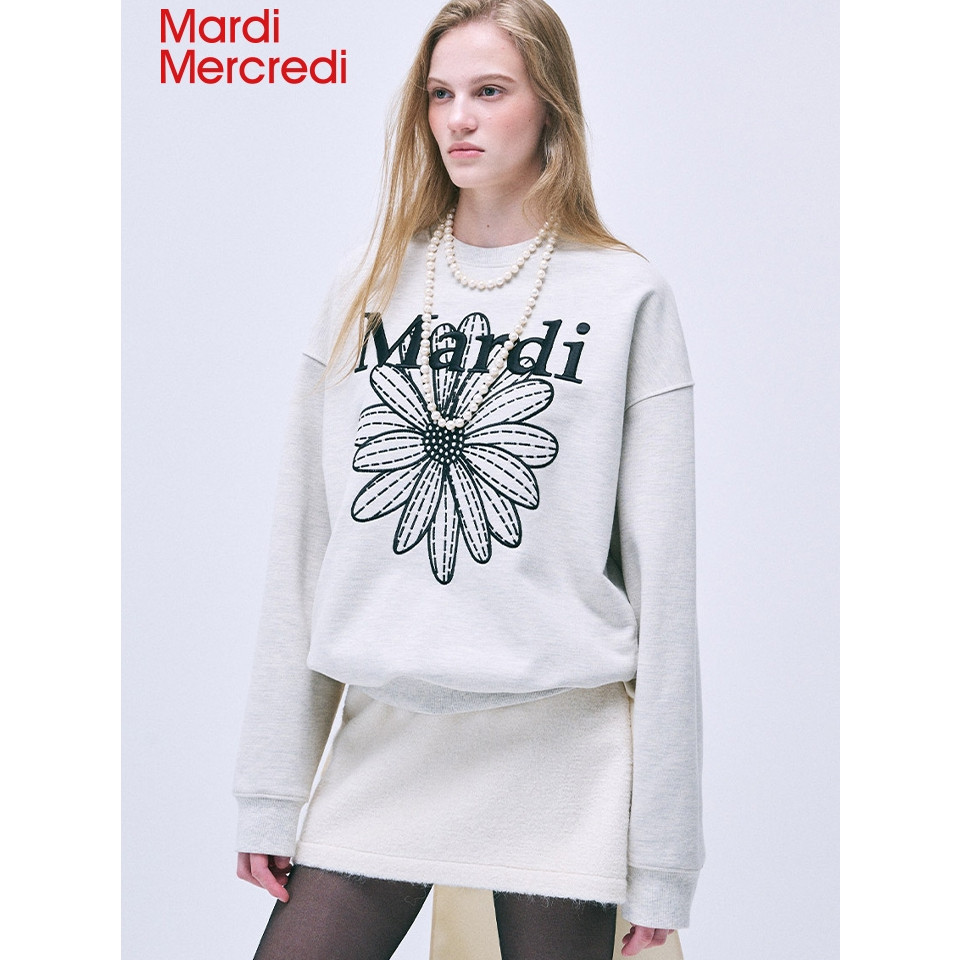 ♞,♘【Official Store】พร้อมส่งMardi Mercredi FLOWERMARDI SWEATSHIRT งานปักดอกเดซี่ขนาดเล็ก  ของแท้ 100