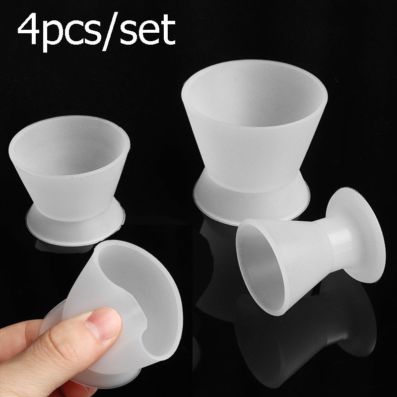 4 ชิ้น/เซ็ตซิลิโคนทันตกรรมผสมถ้วยนุ่มยืดหยุ่นทันตกรรม Dappen จานผสมชาม Non-Stick ทันตแพทย์ทางการแพทย์ยางเครื่องมือ