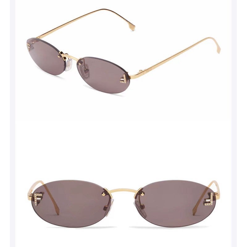 ของแท้ แว่นกันแดด Fendi รูปไข่ Frameless FE4075US Sunglasses