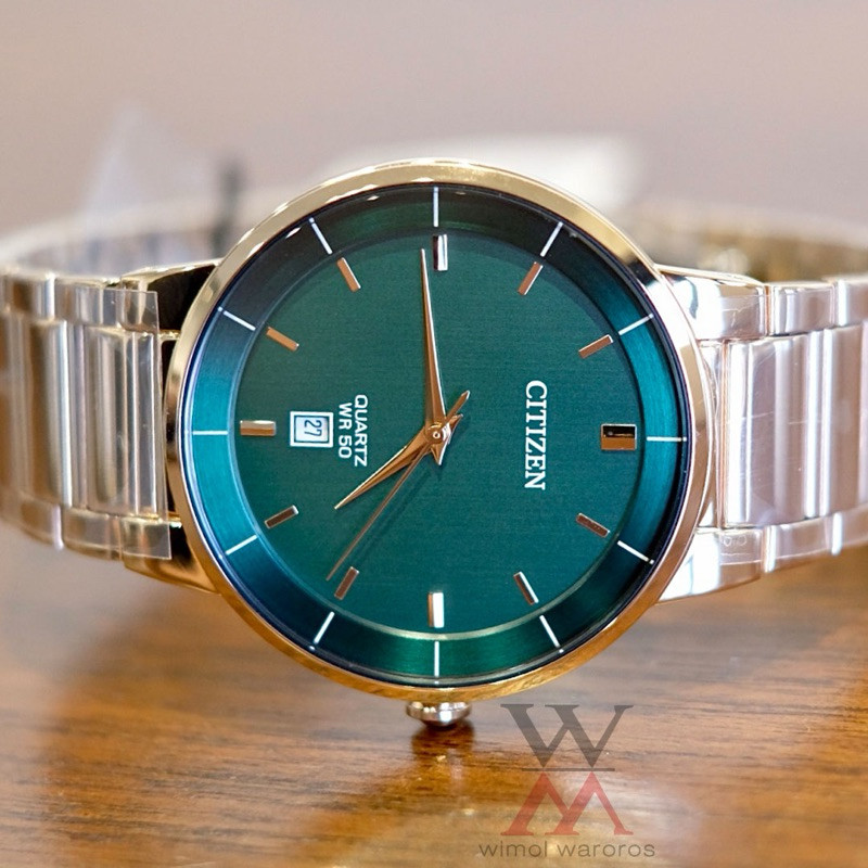 นาฬิกา CITIZEN รุ่น BI5123-52X Cal.G112 Quartz WR50 (เรือนโรสโกล-หน้าเขียว)