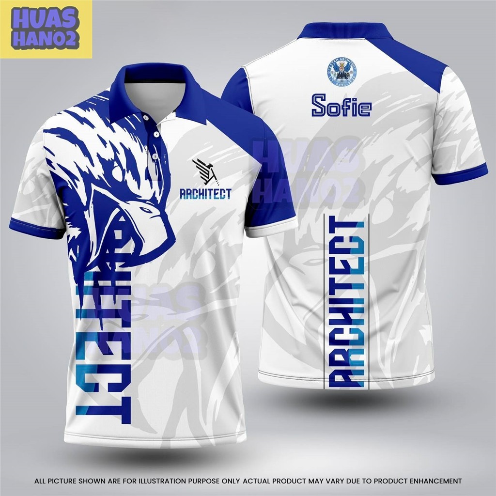 [ฟรี CUSTOME]2025 RRCHITECT SUBLIMATION UNIFORM POLOSHIRT สําหรับผู้ชายผู้หญิงสวมเสื้อโปโลชายโลโก้ S