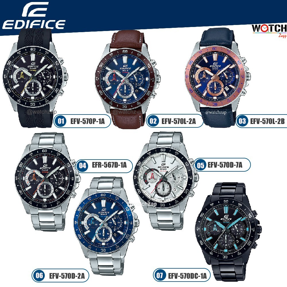 นาฬิกาข้อมือ Casio Edifice Men Chronograph EFV-570D EFV-570P EFV-570L EFV-570DC EFV-570P EFR-520D-7