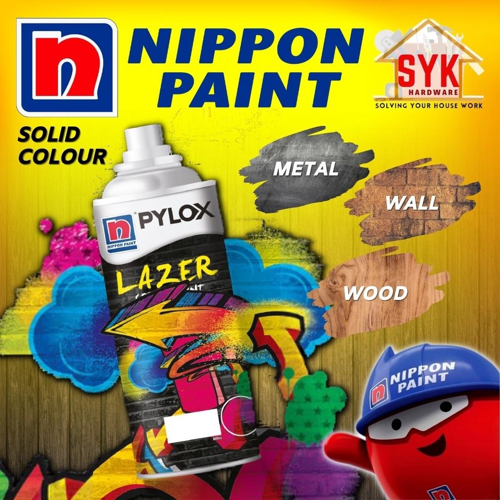 ในสต็อก SYK Nippon Pylox Lazer Spray Paint (สีทึบ) สเปรย์สีสําหรับไม้โลหะผนังแมว Sembur Diamond Blue