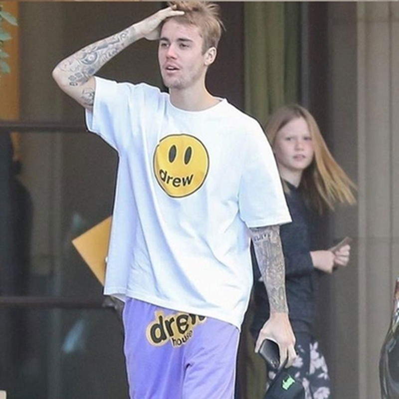 ♞,♘,♙เสื้อยืดแขนสั้นพิมพ์ลาย Drew House Drew Miley ฤดูร้อนของผู้ชาย tyu