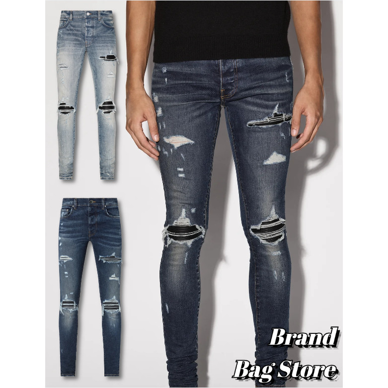 ♞,♘อามิริ AMIRI MX1 Men's JEANกางเกงลำลองผู้ชาย/ยีนส์ XA