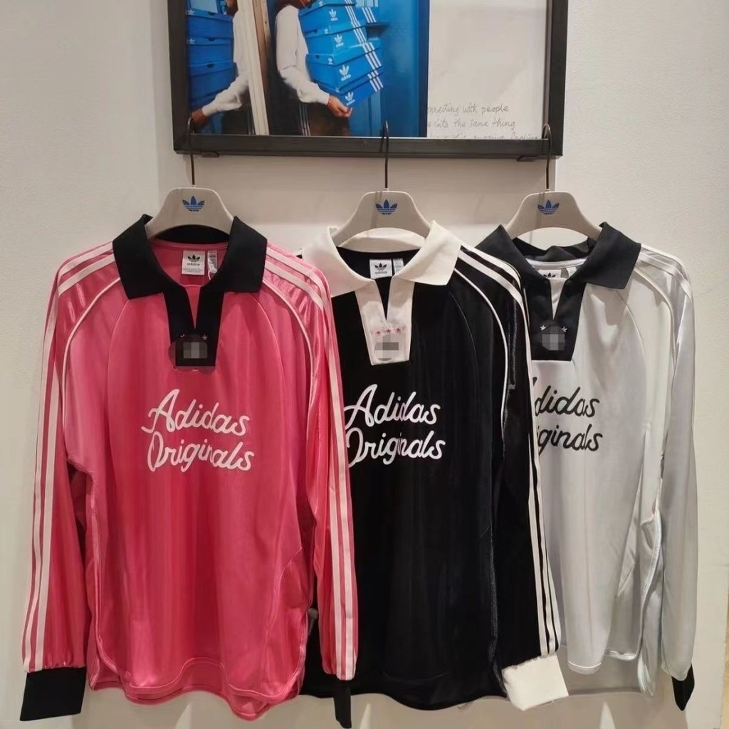 ♞เสื้อเชิ้ตโปโลแขนยาวแฟชั่นสำหรับผู้ชายและผู้หญิงแบบเดียวกับ Adidas, แขนยาวปกผู้หญิง bnj