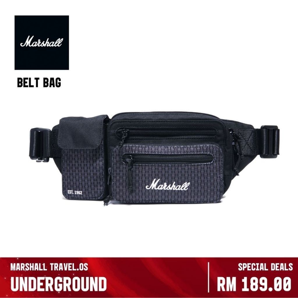 Marshall Underground Belt Shoulder Bag - สีดําและสีขาว