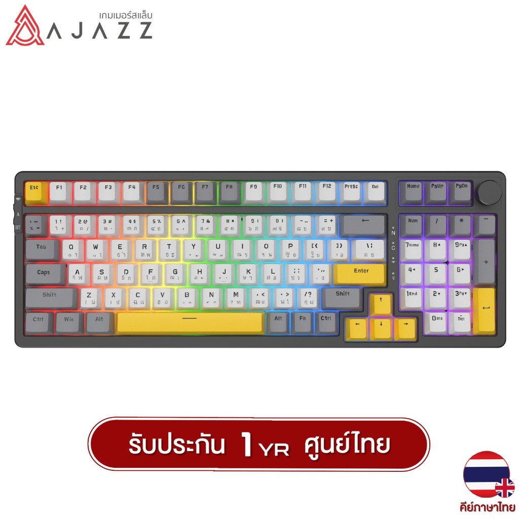 คีย์บอร์ดเกมมิ่ง Ajazz AK992 Tri-Mod RGB Version 99Key Gasket Mechanical Keyboard รับประกันสินค้า 1