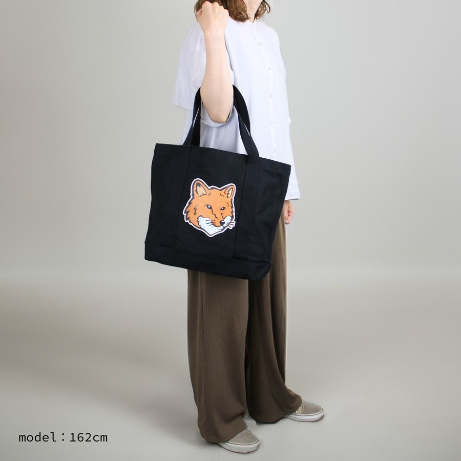 ♞,♘,♙maison kitsune tote bag Fox Head Tote Bag Ecru- preorderoppa kdie