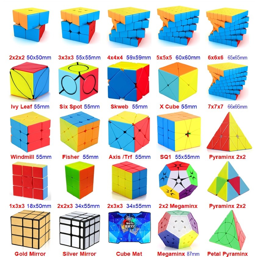 ในสต็อก Cuber Msia Stickerless 2x2 3x3 4x4 5x5 6x6 7x7 Pyraminx SQ1 Windmill Axis Ivy Skweb หกจุด X 