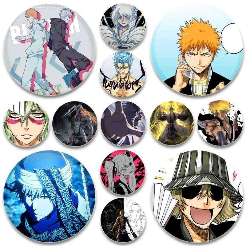 อะนิเมะ Bleach เข็มกลัดรอบการ์ตูน Pins Rukia Renji Byakuya Kuchiki Byakuya Sajin Renji Badge กระเป๋า