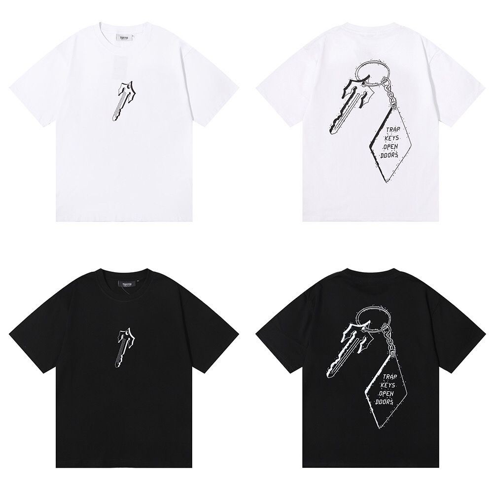 แบรนด์อินเทรนด์ Trapstar London TrapKeys OpenDoors Tee เสื้อยืดแขนสั้นผ้าฝ้ายแท้สําหรับผู้ชายและผู้ห