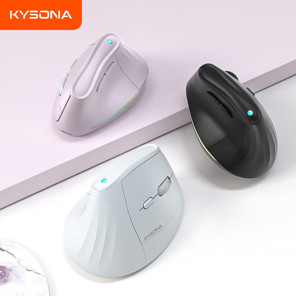 KYSONA 2.4g เมาส์ไร้สายบลูทูธ 4000dpi Ergonomic คอมพิวเตอร์เม้าส์สําหรับคอมพิวเตอร์ Gaming Officecom