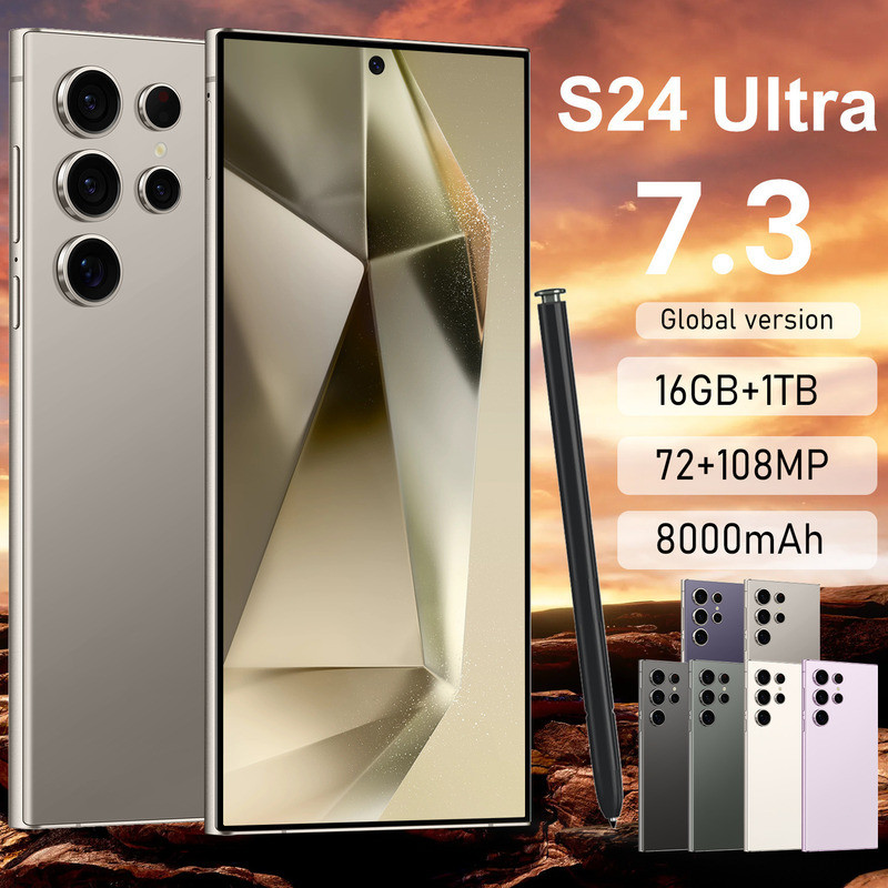 ใหม่ S24 Ultra+Phone 16+1T สมาร์ทโฟนหน้าจอขนาดใหญ่ 7.3 นิ้ว (Jing)