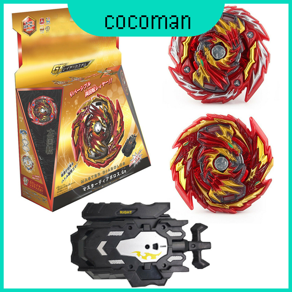 สีสัน Beyblade B-155 Fire Burst Starter Master Diabolos Gn พร้อมสุ่ม LR Launcher สําหรับผู้เล่นหนุ่ม