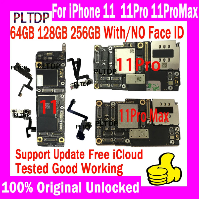 ในสต็อก ปลดล็อกสําหรับ iphone 11 Pro Max เมนบอร์ดทําความสะอาด iCloud, 100% สําหรับ iphone 11 Logic B