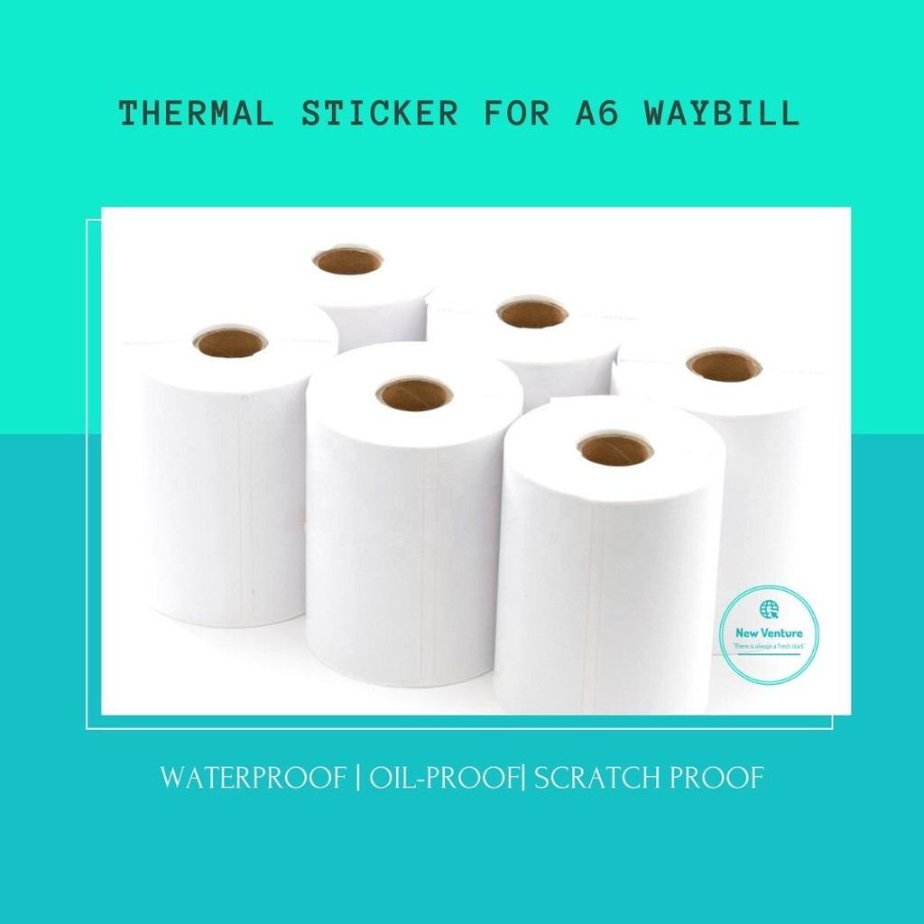 ในสต็อก กระดาษสติ๊กเกอร์ Waybill สําหรับเครื่องพิมพ์ความร้อน (ขนาดกระดาษ A6)