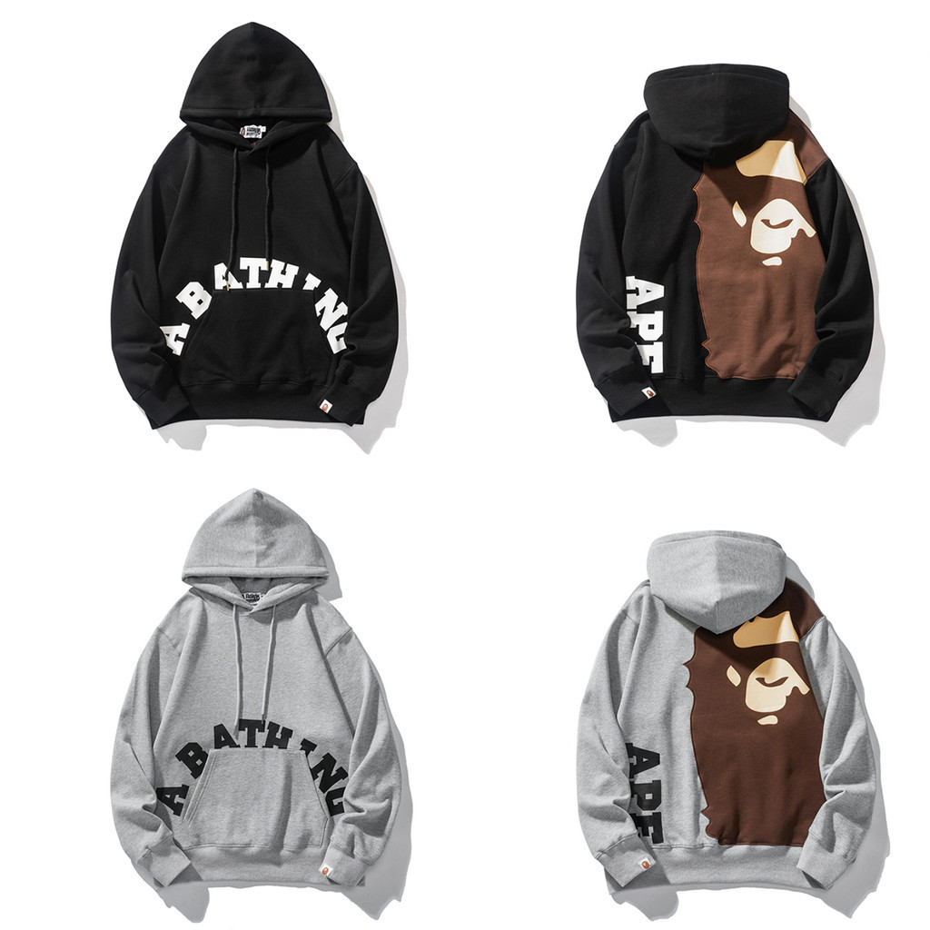 ♞,♘ Bape Camouflage Hoodie แฟชั่นแขนยาวผ้าฝ้ายคู่เสื้อสเวตเตอร์ถัก Hoodie Unisex erui