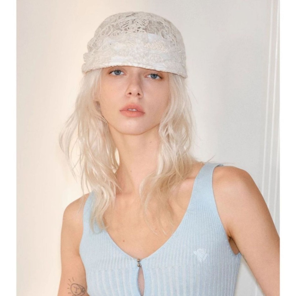 Shanmieleng ลูกไม้ Bow Laced-Up Newsboy หมวกหญิง Hollow บาง Baotou หมวกหมวก Beret หมวก - รูปที่ 3