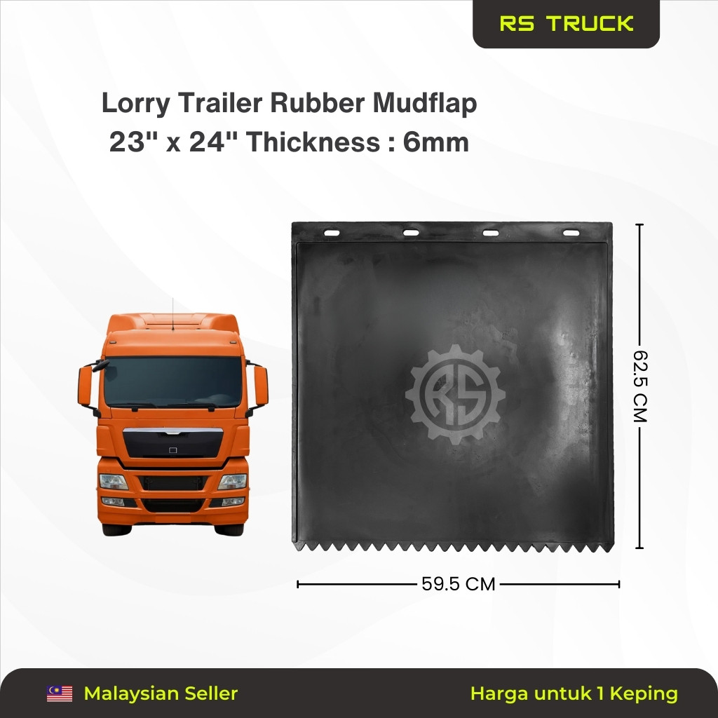 1 PC ธรรมดาสีดํา 23 "X 24 "F Mudflap ยาง Lori Trailer Treler Getah Tayar ท้องถิ่นคุณภาพดี Heavy Duty