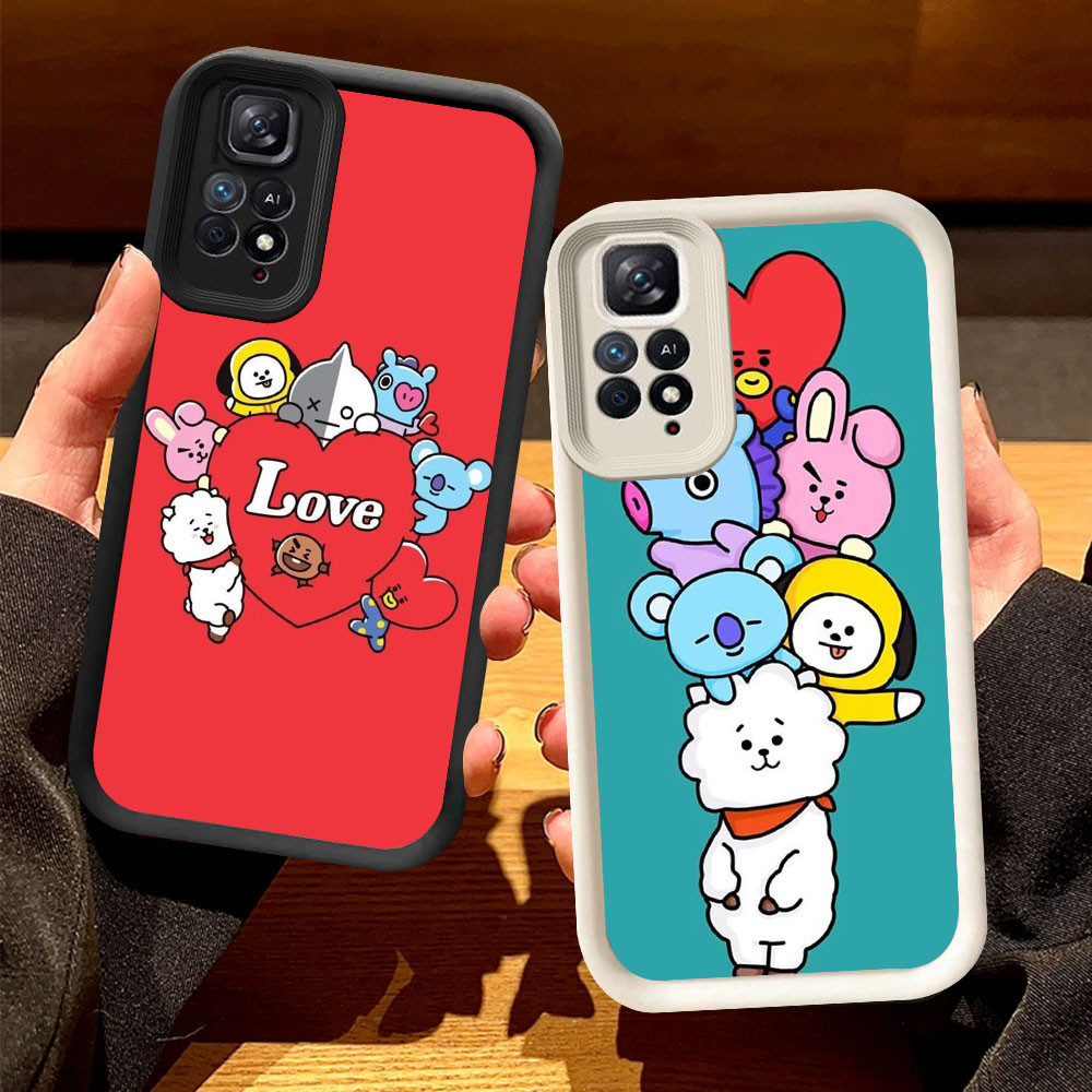 O-42 BT21 Casing สําหรับ Xiaomi Redmi Note 11S 11 SE 11T Pro 5G สีดําและสีขาว
