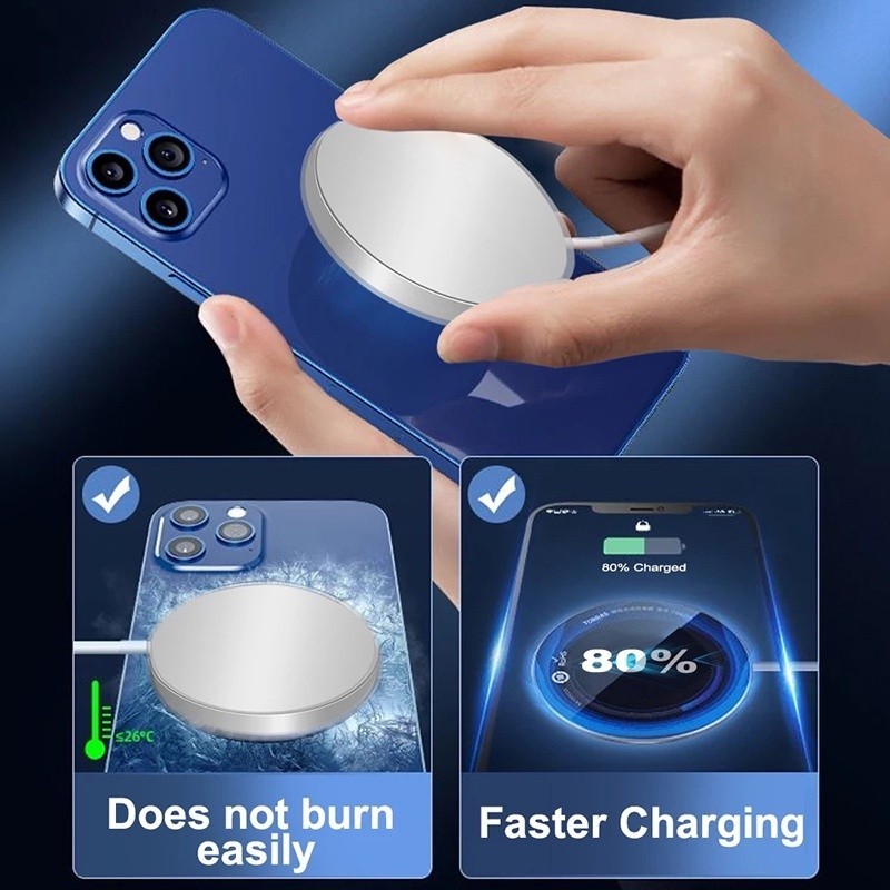 （ ท้องถิ่น ）65W Magnetic wireless Charger Fast wireless charging Ultra Thin ป้องกันความปลอดภัยสําหรับ Android สําหรับ iPhone 14 13 11 12 Pro MAX Mini USB C 8 Plus XR X XS MAX Airpods ราคา ถูกที่สุด ดีลบีเคเค แกลเลอรีภาพที่ 3