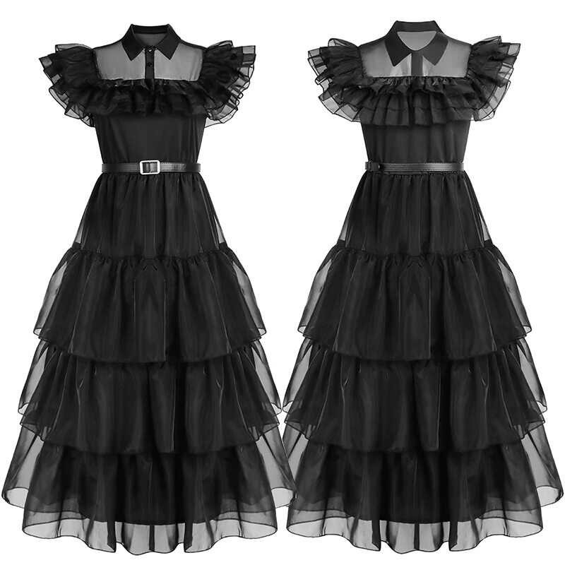 Wednesday Movie Cosplay Dresses Wednesday Addams Cosplay Costume Gothic Wind * Kids Children D