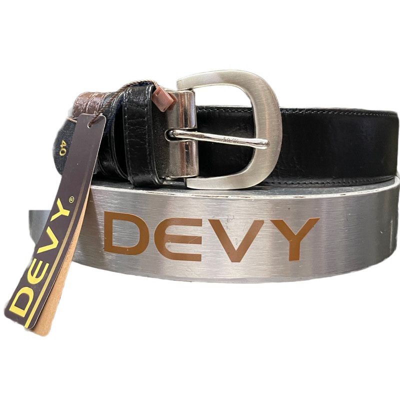 [ส่งฟรี]เข็มขัดDEVYหนังแท้%สีดำของใหม่ป้ายแดง