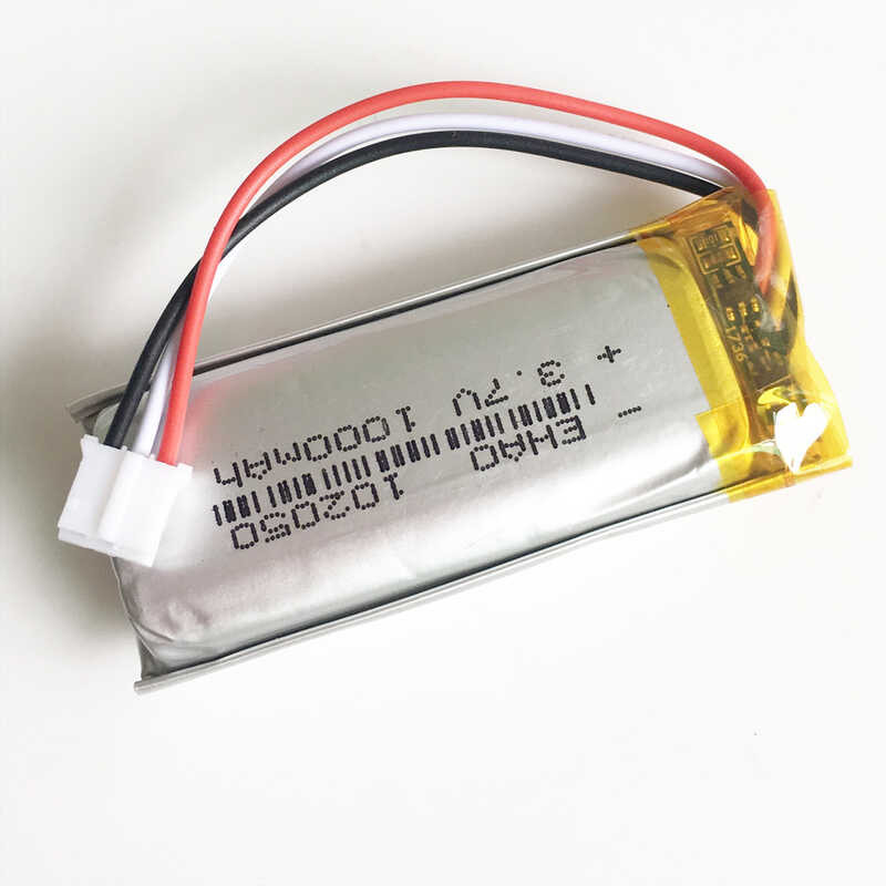 Δ 3.7V 1000Mah Lipo แบตเตอรี่แบบชาร์จไฟได้ 102050 พร้อมปลั๊ก JS