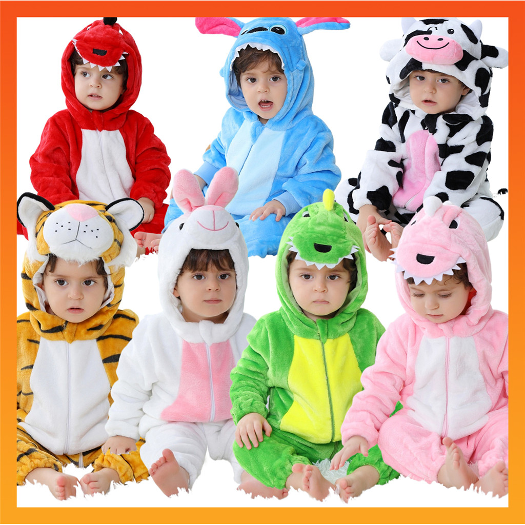 เด็ก One Piece Romper ทารกแรกเกิดสัตว์ชุดบอดี้สูท Kigurumi เด็ก Onesies อะนิเมะการ์ตูน Jumpsuits เด็กวัยหัดเดินกระต่ายน่ารัก Tiger Stitch Sleep ชุด